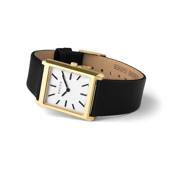 Men's Breda Virgil Analog Watch with Ivory Dial and Black Leather Strap (Model: 1736b)