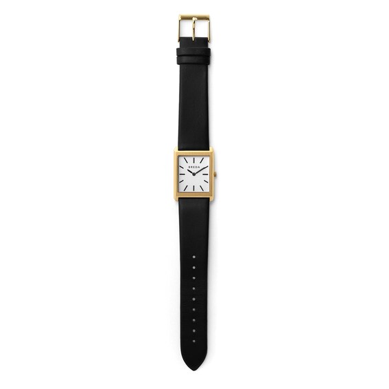 Men's Breda Virgil Analog Watch with Ivory Dial and Black Leather Strap (Model: 1736b)