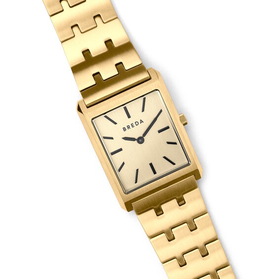 Men's Breda Virgil Analog Watch with Champagne Dial and 18K Gold-Plated Stainless Steel Bracelet (Model: 1740b)