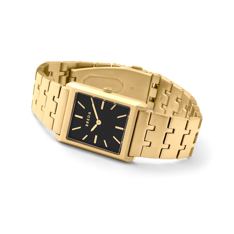 Main Image 2 of Men's BREDA Watch with Black Rectangle Dial and Gold-Tone Stainless Steel Bracelet (Model: 1740c)