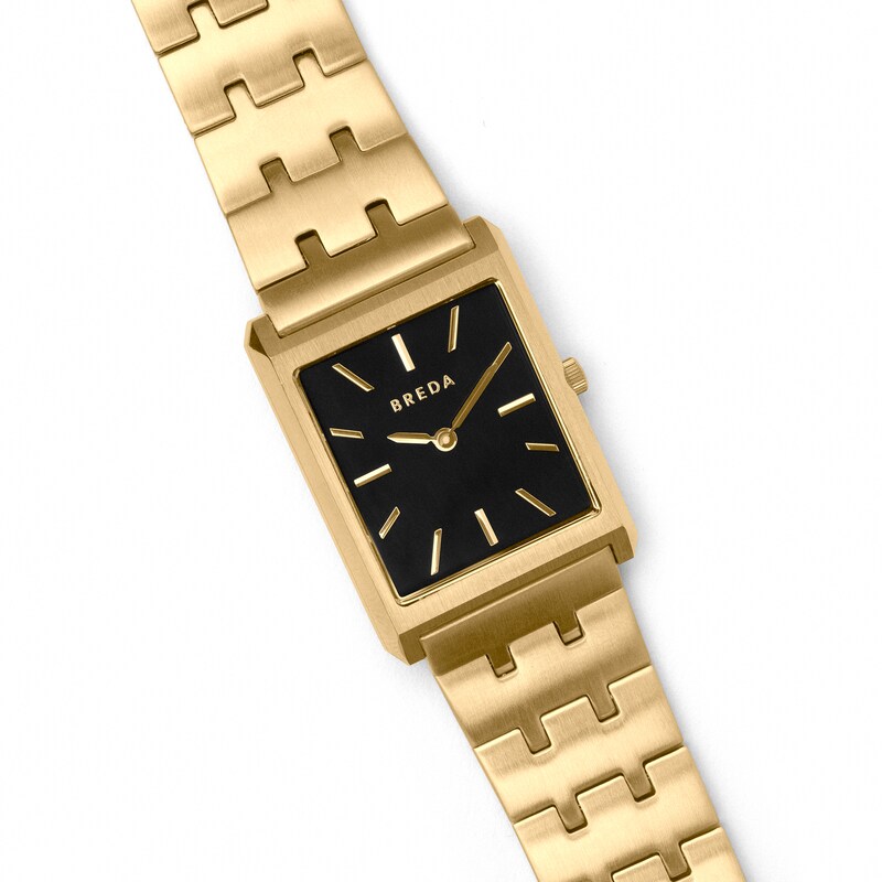 Main Image 3 of Men's BREDA Watch with Black Rectangle Dial and Gold-Tone Stainless Steel Bracelet (Model: 1740c)