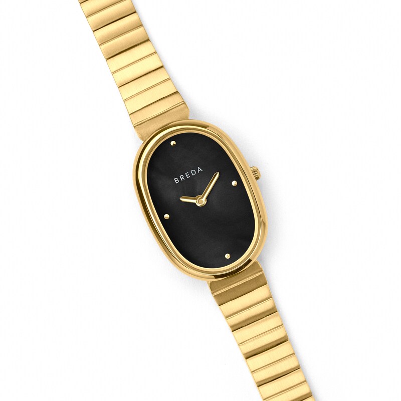 Main Image 3 of Ladies' BREDA Jane Analog Watch with Black Mother-of-Pearl Dial and 18K Gold-Plated Bracelet (Model: 1741d)