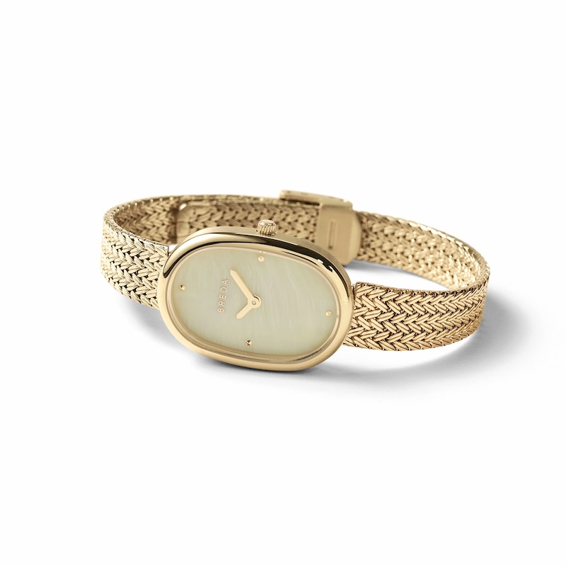Main Image 2 of Ladies' BREDA Jane Analog Watch with Champagne Mother-of-Pearl Dial and 18K Gold-Plated Mesh Bracelet (Model: 1741n)