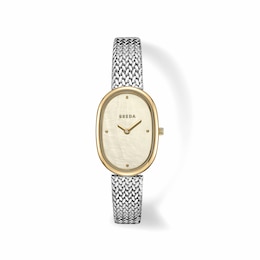 Ladies' BREDA Jane Analog Watch with Champagne Mother-of-Pearl Dial and Stainless Steel Mesh Bracelet (Model: 1741q)