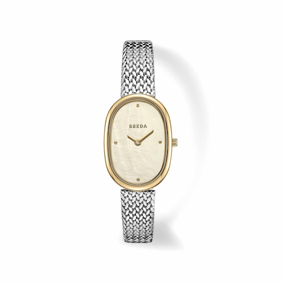 Ladies' Breda Jane Analog Watch with Champagne Mother-of-Pearl Dial and Stainless Steel Mesh Bracelet (Model: 1741q)