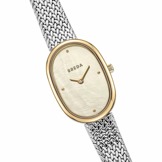 Ladies' Breda Jane Analog Watch with Champagne Mother-of-Pearl Dial and Stainless Steel Mesh Bracelet (Model: 1741q)
