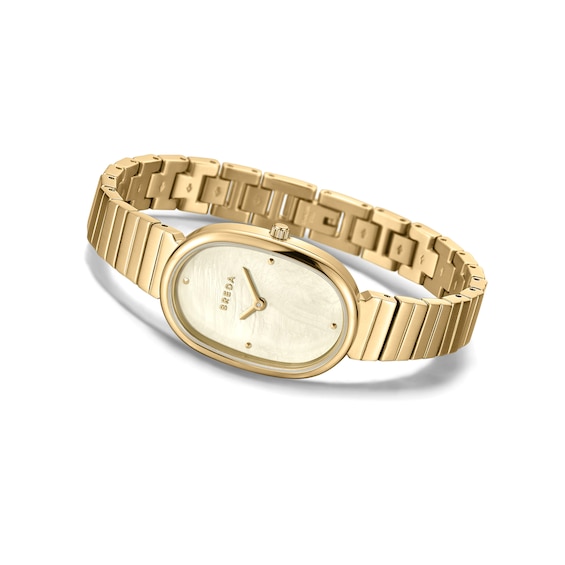 Ladies' Breda Jane Analog Watch with Champagne Mother-of-Pearl Dial and 18K Gold-Plated Bracelet (Model: 1741s)