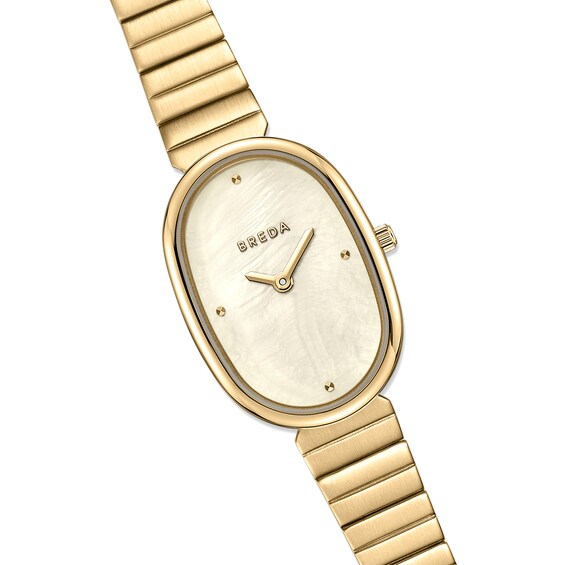 Ladies' Breda Jane Analog Watch with Champagne Mother-of-Pearl Dial and 18K Gold-Plated Bracelet (Model: 1741s)