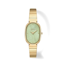 Ladies' BREDA Jane Analog Watch with Sage Green Mother-of-Pearl Dial and 18K Gold-Plated Bracelet (Model: 1741t)
