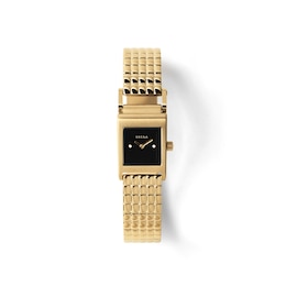 Unisex BREDA Revel Analog Watch with Black Dial and 18K Gold-Plated Stainless Steel Bracelet (Model: 1746b)