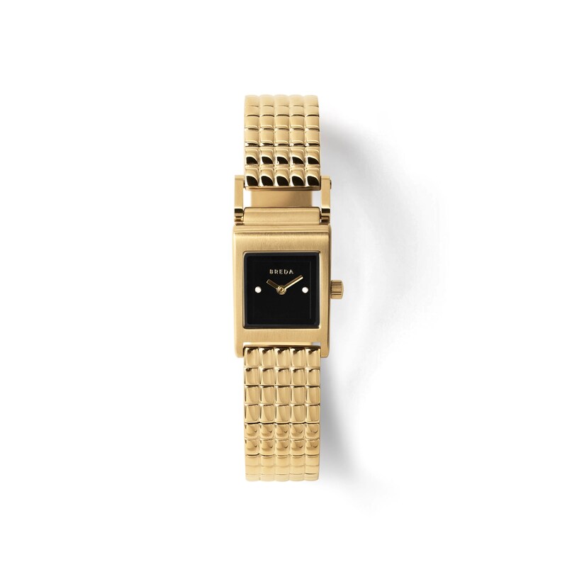 Main Image 1 of Unisex BREDA Revel Analog Watch with Black Dial and 18K Gold-Plated Stainless Steel Bracelet (Model: 1746b)