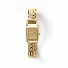 Unisex BREDA Revel Analog Watch with Gold-Tone Dial and 18K Gold-Plated Stainless Steel Mesh Bracelet (Model: 1746f)
