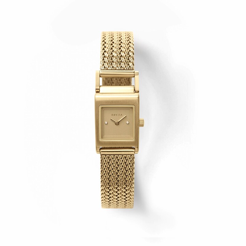 Main Image 1 of Unisex BREDA Revel Analog Watch with Gold-Tone Dial and 18K Gold-Plated Stainless Steel Mesh Bracelet (Model: 1746f)
