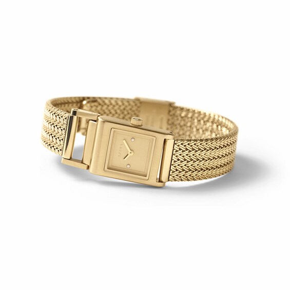 Unisex Breda Revel Analog Watch with Gold-Tone Dial and 18K Gold-Plated Stainless Steel Mesh Bracelet (Model: 1746f)