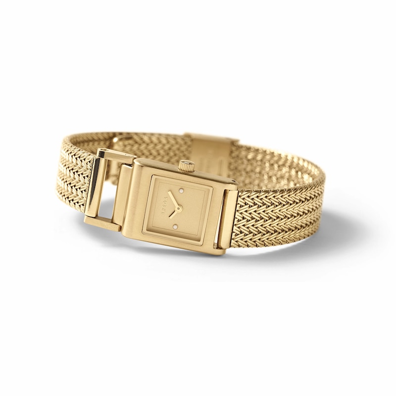 Main Image 2 of Unisex BREDA Revel Analog Watch with Gold-Tone Dial and 18K Gold-Plated Stainless Steel Mesh Bracelet (Model: 1746f)