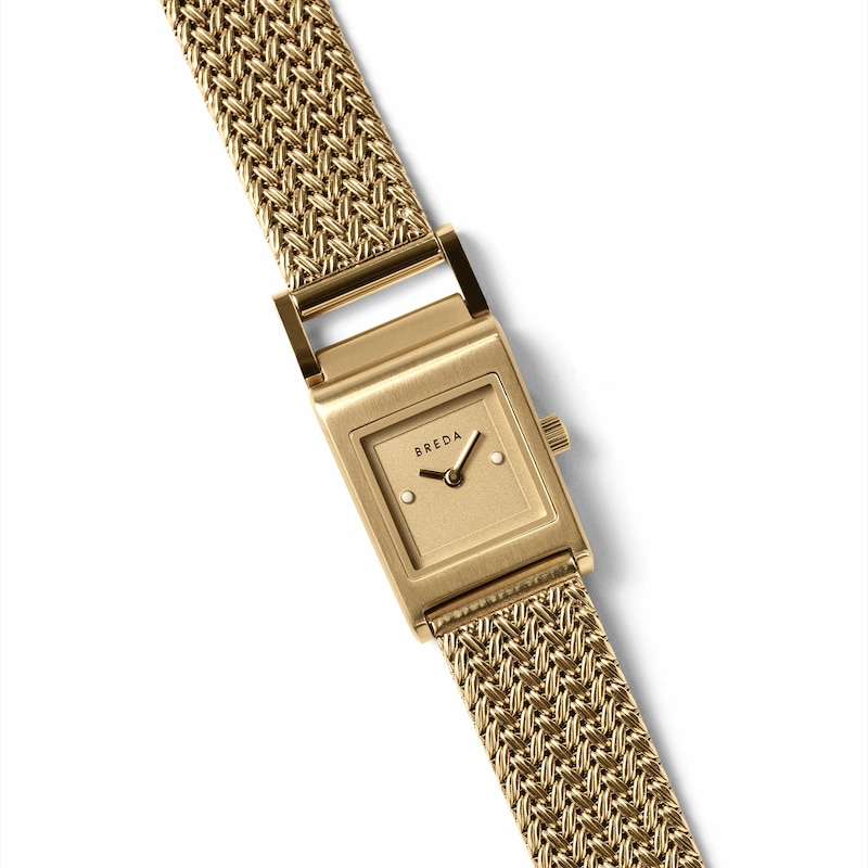 Main Image 3 of Unisex BREDA Revel Analog Watch with Gold-Tone Dial and 18K Gold-Plated Stainless Steel Mesh Bracelet (Model: 1746f)