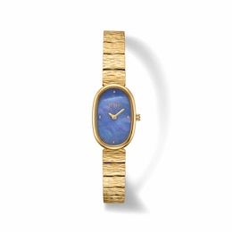 Ladies' BREDA Jane Revival Analog Watch with Blue Mother-of-Pearl Dial and 18K Gold-Plated Bracelet (Model: 1753c)