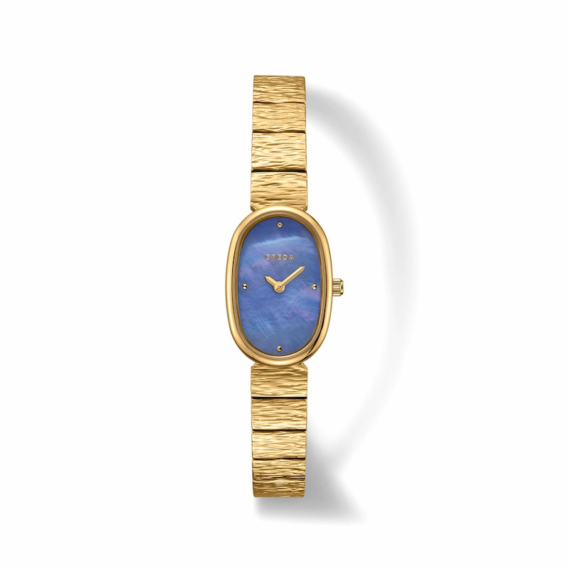Main Image 1 of Ladies' BREDA Jane Revival Analog Watch with Blue Mother-of-Pearl Dial and 18K Gold-Plated Bracelet (Model: 1753c)