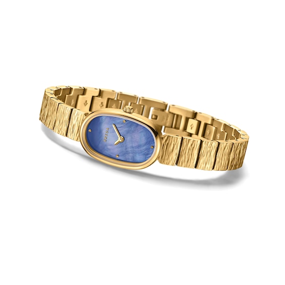 Ladies' Breda Jane Revival Analog Watch with Blue Mother-of-Pearl Dial and 18K Gold-Plated Bracelet (Model: 1753c)