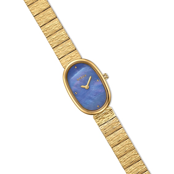 Ladies' Breda Jane Revival Analog Watch with Blue Mother-of-Pearl Dial and 18K Gold-Plated Bracelet (Model: 1753c)