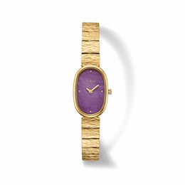 Ladies' BREDA Jane Revival Analog Watch with Purple Mother-of-Pearl Dial and 18K Gold-Plated Bracelet (Model: 1753d)