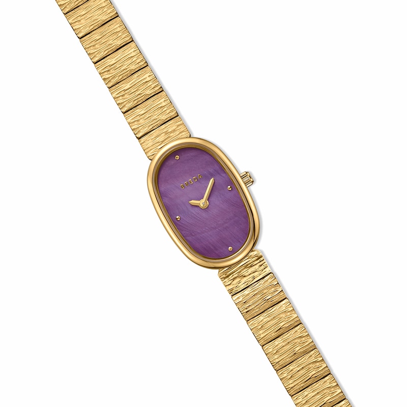 Main Image 3 of Ladies' BREDA Jane Revival Analog Watch with Purple Mother-of-Pearl Dial and 18K Gold-Plated Bracelet (Model: 1753d)