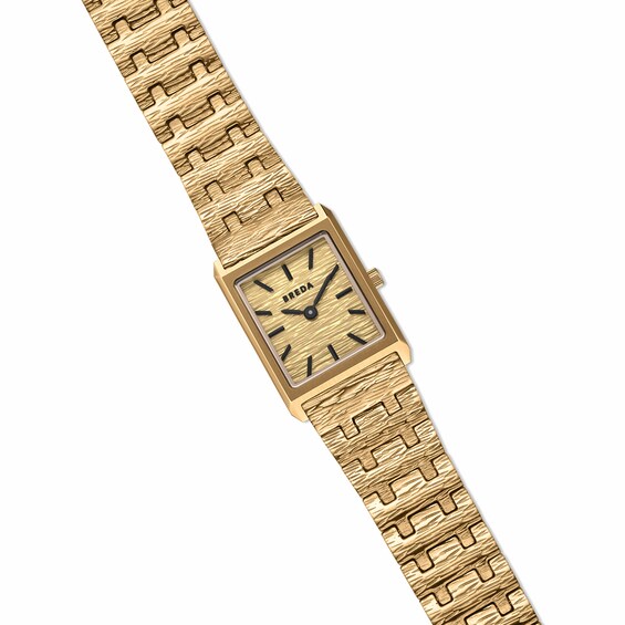 Men's Breda Virgil Revival Analog Watch with Gold-Tone Dial and 18K Gold-Plated Stainless Steel Bracelet (Model: 1754a)