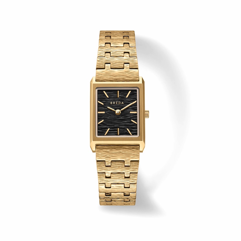 Main Image 1 of Men's BREDA Virgil Revival Analog Watch with Black Dial and 18K Gold-Plated Stainless Steel Bracelet (Model: 1754d)