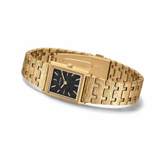 Men's Breda Virgil Revival Analog Watch with Black Dial and 18K Gold-Plated Stainless Steel Bracelet (Model: 1754d)