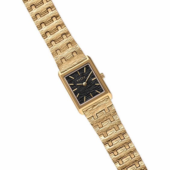 Men's Breda Virgil Revival Analog Watch with Black Dial and 18K Gold-Plated Stainless Steel Bracelet (Model: 1754d)