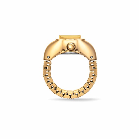 Breda Nocturne Time Ring with Amber Dial and 18K Gold-Plated Stainless Steel Expander Band (Model: 1755a)