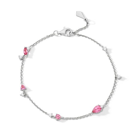 Pink Tourmaline and 1/5 CT. T.w. Lab-Grown Diamond Bracelet in 10K White Gold (F/Vs2) - 7.5"