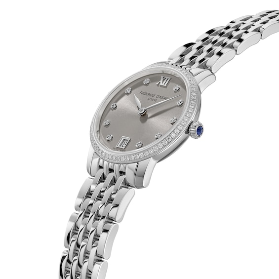 Ladies' Frederique Constant Slimline 5/8 CT. T.w. Diamond Watch with Grey Dial (Model: Fc-220Lbd1Sd26B)