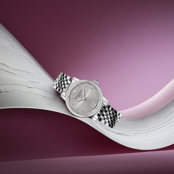 Ladies' Frederique Constant Slimline 5/8 CT. T.w. Diamond Watch with Grey Dial (Model: Fc-220Lbd1Sd26B)