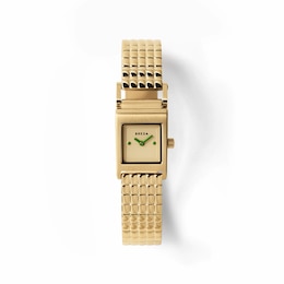 Unisex BREDA Revel Analog Watch with Gold-Tone Dial and 18K Gold-Plated Stainless Steel Bracelet (Model: 1746c)
