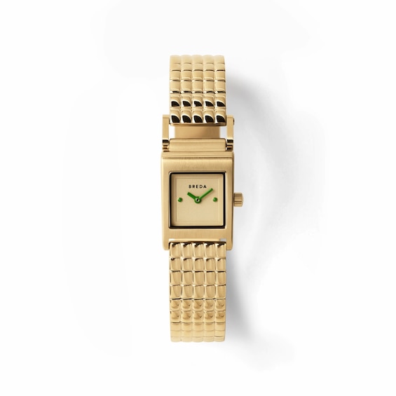 Unisex Breda Revel Analog Watch with Gold-Tone Dial and 18K Gold-Plated Stainless Steel Bracelet (Model: 1746c)