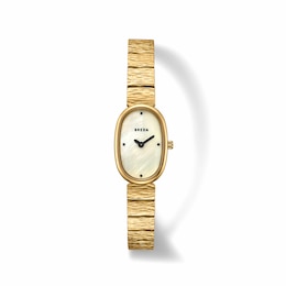 Ladies' BREDA Jane Revival Analog Watch with Champagne Mother-of-Pearl Dial and 18K Gold-Plated Bracelet (Model: 1753a)