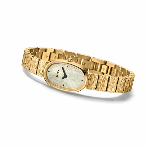 Ladies' Breda Jane Revival Analog Watch with Champagne Mother-of-Pearl Dial and 18K Gold-Plated Bracelet (Model: 1753a)