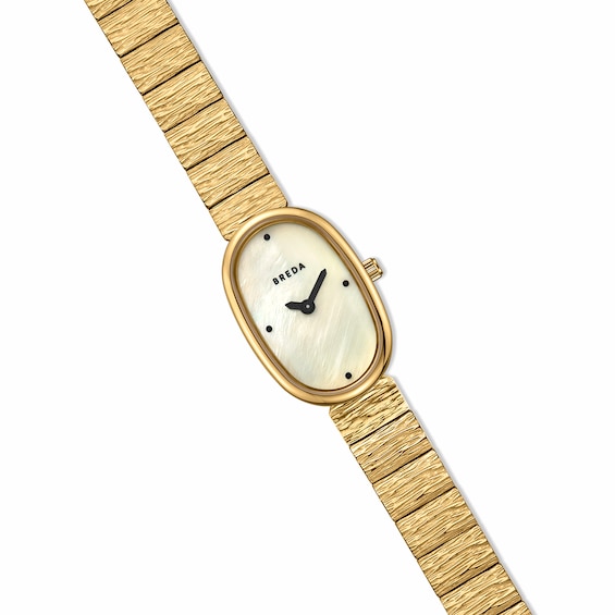 Ladies' Breda Jane Revival Analog Watch with Champagne Mother-of-Pearl Dial and 18K Gold-Plated Bracelet (Model: 1753a)