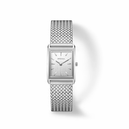 Unisex BREDA Virgil Small Analog Watch with Silver-Tone Dial and Stainless Steel Mesh Bracelet (Model: 1758b)