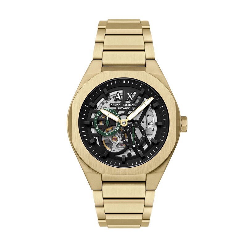 Main Image 1 of Men's Armani Exchange Sync Automatic Gold Tone IP Stainless Steel Watch with Black Dial (Model: AX4194)