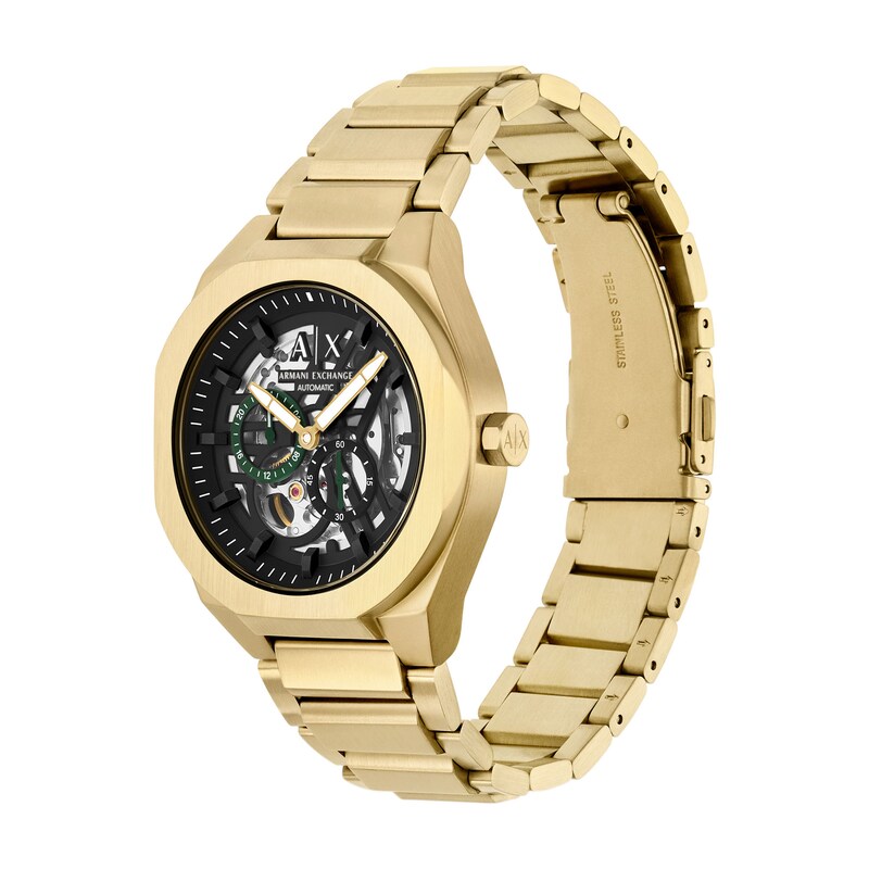 Main Image 3 of Men's Armani Exchange Sync Automatic Gold Tone IP Stainless Steel Watch with Black Dial (Model: AX4194)