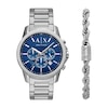 Thumbnail Image 1 of Men's Armani Exchange Chronograph Watch with Blue Dial and Stainless Steel Bracelet Set (Model: AX7176SET)