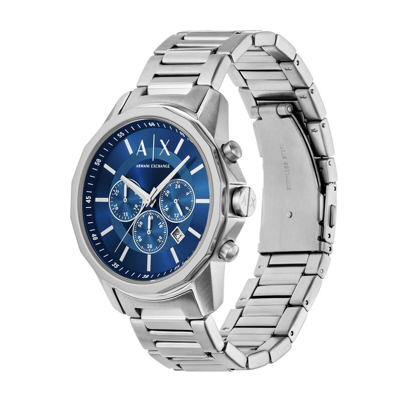 Main Image 3 of Men's Armani Exchange Chronograph Watch with Blue Dial and Stainless Steel Bracelet Set (Model: AX7176SET)