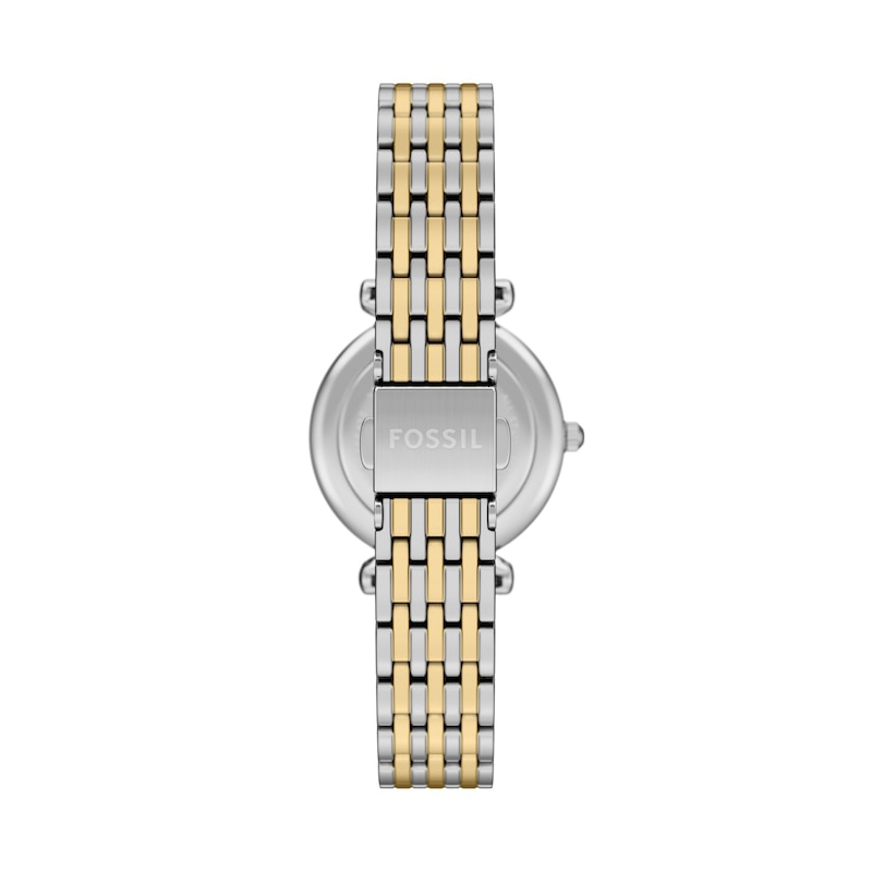 Main Image 4 of Ladies' Fossil Carlie Analog Watch in Two-Tone Stainless Steel with Blue Dial and Crystal Accents (Model: ES5438)
