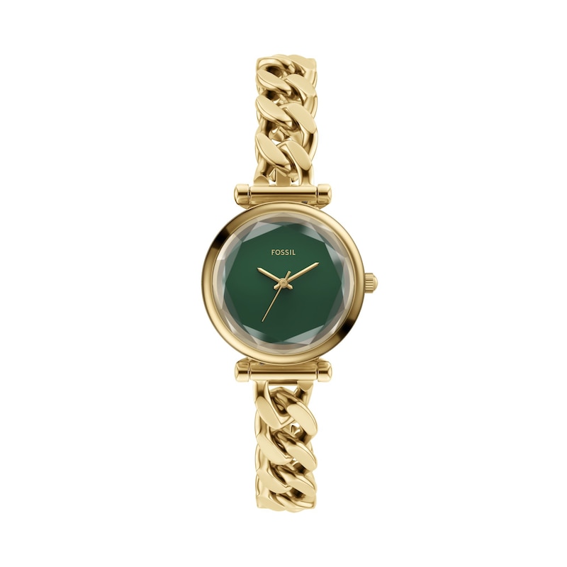 Main Image 1 of Ladies' Fossil Carlie Analog Watch in Gold-Tone Stainless Steel and Green Dial (Model: ES5441)