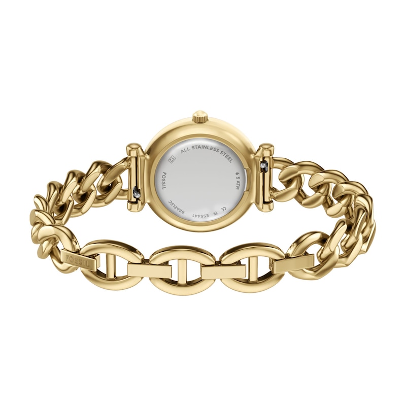 Main Image 5 of Ladies' Fossil Carlie Analog Watch in Gold-Tone Stainless Steel and Green Dial (Model: ES5441)