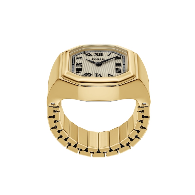 Main Image 3 of Ladies' Fossil Harlow Analog Watch Ring in Gold-Tone Stainless Steel with Cream Dial (Model: ES5446)