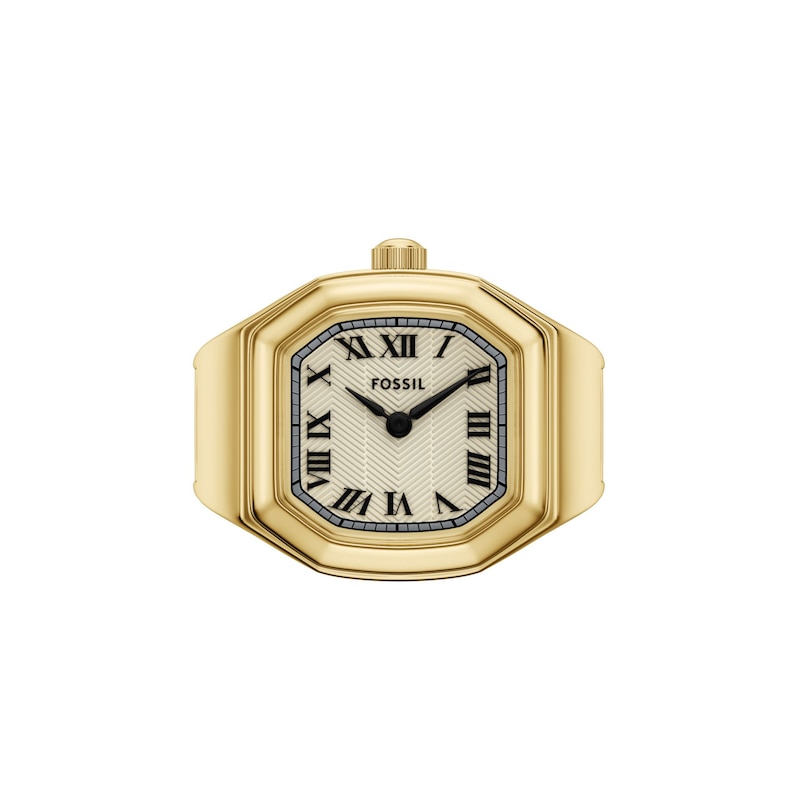 Main Image 4 of Ladies' Fossil Harlow Analog Watch Ring in Gold-Tone Stainless Steel with Cream Dial (Model: ES5446)