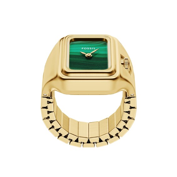 Ladies' Fossil Raquel Analog Watch Ring in Gold-Tone Stainless Steel with Malachite Dial (Model: Es5448)